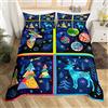 Loussiesd Set di biancheria da letto di Natale per bambini carino cervo trapunta per ragazze ragazzi bambini Cartoon Natale Capodanno copripiumino colorato foglie di pino copriletto super king 3 pezzi