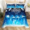 Loussiesd Set di biancheria da letto con Babbo Natale e cervo per bambini e ragazze, motivo galassia con albero di Natale, con copripiumino per letto king size