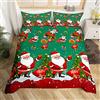 Loussiesd Set di biancheria da letto di Babbo Natale Matrimoniale Tema di Natale Copripiumino per Bambini Ragazze Ragazzi Bambini Colorato Bianco Fiocco di Neve Copripiumino Nuovo Anno Biancheria da