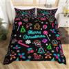 Loussiesd Set di biancheria da letto Merry Christmas Neon Natale Capodanno Copripiumino per bambini Colorato Glitter Comforter Cover Tema Natale Copriletto Copriletto Copripiumino 3 pezzi King Size
