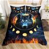 Loussiesd Set copripiumino con motivo a lupo con stampa 3D, super king size, motivo animale, galassia e acchiappasogni in microfibra e poliestere, con 2 federe per cuscino, 3 pezzi, blu