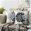 RYBornament Grigio Nero Copricuscini Set Di 2 Federe Cuscini Divano 45x45cm Cuscini Da Giardino Decorativ Moderni Quadrate Fodera Cuscino Divano Geometrico Fiore Stampato Agriturismo Federe Per Auto Home Decor
