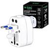 V-TAC Adattatore Universale da Viaggio con Spina USA, EUROPA, UK, AUS - Presa di Corrente Internazionale da Viaggio con Protezione Sovraccarico per Dispositivi Elettrici - Lock Switch