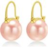 HUGE TOMATO Orecchini pendenti con perle rosa champagne, eleganti orecchini in argento sterling 925 da 14 mm con chiusura placcata oro 14k per la moda femminile