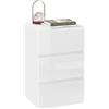 EUGAD Comodino per Camera da Letto, Mobiletto Bianco con 3 Cassetti, Cassettiera Piccola Salvaspazio in Legno, con Guide Metalliche, Design Moderno, 40x35x62cm
