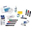 Magnetoplan - Kit di accessori per lavagna magnetica, 4 pennarelli per lavagna bianca, 10 punti magnetici, 1 lavagna magnetica e 100 fogli di carta blotting