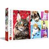 Trefl 1000 Elementi, collage carini, divertenti, gatto, gatti, te, intrattenimento creativo, regalo, divertimento, classici Puzzle, Colore Felici, Lustige Katzen, 10591