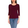 Alkato T-Shirt da Donna a Maniche a 3/4 con Scollo Tondo, Marrone Rosso, M
