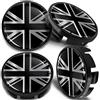 SkinoEu 4 x 65mm Coprimozzi in Lega per Cerchi Compatibile con VW 3B7 601 171 / 6U7 601 171 Nero Bandiera del Regno Unito UK CV 29