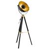 EGLO Lampada a stelo CovaLeda, industrial, vintage, piantana in legno e acciaio, lampada da soggiorno in nero, oro e ottone, lampada con interruttore, attacco E27