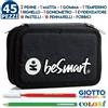 BE SMART ASTUCCIO TIPL NERO PER SCUOLA 18 PASTELLI+ 18 PENNARELLI GIOTTO BLUETTE