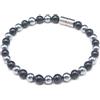 Bundela Gems Bracciali rotondi con perline in tormalina ed ematite nera 6-8"" per uomo