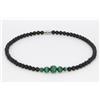 Bundela Gems Collane uomo e donna con perline rotonde in onice nera e malachite 18""