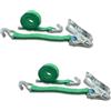 Dolezych DoZurr 2000 - Set di 2 cinghie con cricchetto e gancio profilato, portata fino a 1000 kg, 35 mm di larghezza x 6 m di lunghezza, verde
