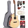 Pyle Premium Chitarra Acustica Elettrica, Top in Abete e Fasce in Mogano con Spalla Mancante Dreadnought a Grandezza Naturale, Corde in Acciaio, Custodia Morbida Aggiornata, EQ a 4 Bande, Accordatore