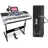 Pyle Pianoforte Digitale Portatile 2 in 1 a 61 Tasti, Tastiera Musicale e Pianola per Bambini e Adulti, con Pedale di Sostenuto, Cuffie, Borsa Impermeabile e Supporto