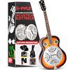Pyle Chitarra Elettrica Acustica con Risonatore Resofonico, Risonatore Tradizionale in Mogano Sunburst a 6 Corde con Manico Rotondo con Preamplificatore Incorporato, Custodia, Tracolla, Accordatore