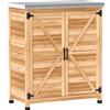 Outsunny Armadio da Esterno con Ripiano Interno e Banco da Lavoro, in Legno e Acciaio Zincato, 79x43x92 cm, color Legno
