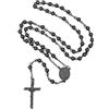FaithHeart Collana Rosario Cristiano Medagila San Michele Argento Nero Oro Catena Lunga di Perline Preghiera 66+16 CM Collana Amuleto Gioielli Religiosi Regalo Compleanno