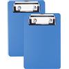 AZWOOD Portablocco A6 in Plastica, 10 x 15cm Piccolo Porta Blocco con Sistema di Fissaggio a Parete e Clip in Metallo - Mini Cartella Appunti per Blocco Note Ricevute Elenchi Tascabili (Blu, 2 pezzi)