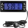 Fendysey Orologio LCD, termometro digitale per auto, termometro, 12V per
