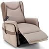 SEADA, Poltrona Relax Elettrica con Sistema Alzapersona, Reclinabile con 2 Motori e Ruote Per Anziani, Con Telecomando, Modello Roma, 87 x 76 x H102 cm (Similpelle Tortora)