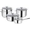 Lagostina Smart Set di Pentole Induzione, Gas e Forno in Acciaio Inox 18/10, 9 Pezzi, Fondo Lagoseal Plus Triplo Strato, Batteria di Pentole con 4 Casseruole, Pentola 2 Maniglie, 4 Coperchi