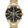 Diesel Orologio Spiked da uomo, movimento cronografo al quarzo con cinturino in acciaio inossidabile, 49 mm, Nero dorato