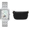 Fossil Donna Orologio in Acciaio Inossidabile Argentato Raquel e Borsa Jolie Nera, Set