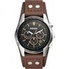 Fossil Orologio Coachman da uomo, movimento cronografo al quarzo con cinturino in pelle, 44 mm, Nero