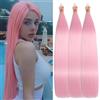 Locescsoc 24 Inch Straight Hair Extensions 150g 3 Packs Bone Straight Braiding Hair, Soft Synthetic Bundles Crochet Braids Hair Bundles for Braiding (pink1#, 24 Inch 3 Packs)