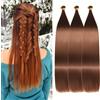 Locescsoc 24 Inch Straight Hair Extensions 150g 3 Packs Bone Straight Braiding Hair, Soft Synthetic Bundles Crochet Braids Hair Bundles for Braiding (30#, 24 Inch 3 Packs)