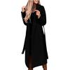 NZYIHAO Trench lungo da donna elegante tinta unita cappotto di lana a maniche lunghe, giacca invernale sottile, giacca a vento con cintura, autunno inverno, giacca a vento, Nero , L