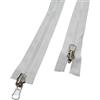 Generico AMANTE NSF Zip Lampo Double Face, Cerniera Divisibile Doppio Cursore Reversibile - catena plastica 6 (Bianco, 100 cm)