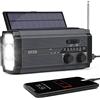 Nigecue Radio solare, radio a manovella portatile, radio Dynamo con AM/FM, batteria ricaricabile integrata da 5000 mAh, 3 modalità, torcia a LED, lampada da lettura a LED, allarme SOS per emergenza