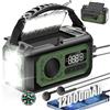 BIAOQINBO 12000mAh radio Manovella,2 Pannelli Solari,AM/FM Radio Solare di Emergenza,3 Metodi di Ricarica 7 in 1 Radio Portatile di Emergenza,SOS,Torcia,Bussola,Lampada da Lettura