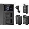NEEWER NP-FW50 - Batteria di ricambio, compatibile con Sony ZV-E10, A7, A7R, a7RII, a7II, a7SII, a7S, a7RII, a6300, a6400, a6500, RX10, 2-Pack 1100mAh batteria, doppio caricatore USB, cavo USB-C