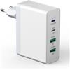 sccvee Caricatore USB C, 140W GaN 4 porte ricarica rapida 100W adattatore multiplo USB C compatibile con MacBook Pro/Air/iPhone 15/16/Samsung/Tablet/Laptop/Mobile