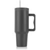 GOURMETmaxx Tazza termica con cannuccia e manico, 1,2 l, tazza da caffè To Go, tazza termica con coperchio 2 in 1, tazza a prova di perdite, colore grigio