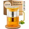 Cosumy - Tazza Tisana con Infusore e Coperchio 450ml - Tazza da Tè Resistente al Calore con Manici Colorati e Filtro in Acciaio
