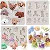 MYPRACS Set di 3 stampi in silicone a forma di animali della foresta, a forma di gatto, cane, scoiattolo, riccio, gufo, uccello, fondente, per decorare torte, cupcake, caramelle, cioccolato, pasta di