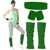 Carnavalife Costume anni '80 Donna Adulto con Fascia per Capelli+Braccialetti+Scaldamuscoli Colore Neon Gym, Accessori Anni 80, Fasce Nastri Sportivi 80S (Verde scuro)