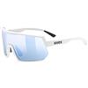 Uvex sportstyle 235 V, occhiali sportivi unisex, fotocromatico, privo di appannamenti, white matt/blue, one size