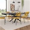 DEGHI Tavolo allungabile 160-240x76 cm con piano in ceramica nero marquina e gambe nere - Davivo