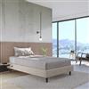 DEGHI Letto una piazza e mezza sommier 120x190 cm in tessuto crema con prese USB laterali - Columbus