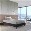 DEGHI Letto una piazza e mezza sommier 120x190 cm in tessuto nero con prese USB laterali - Columbus