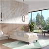 DEGHI Letto singolo sommier 80x190 cm in tessuto crema con prese USB laterali - Columbus