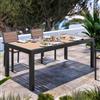 DEGHI Tavolo da giardino allungabile 200/300x100 cm in alluminio antracite con top effetto rovere - Rosaly