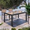 DEGHI Tavolo da giardino allungabile 160/240x100 cm in alluminio antracite con top effetto rovere - Rosaly