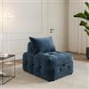 DEGHI Poltrona letto in tessuto a trama sottile blu petrolio con cuscino - Varor